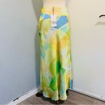 ZARA  New Bohemian Green Hight Waisted Satin Effect Strappy Printed Skirt Size M Photo 11
