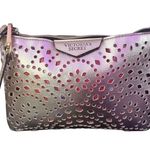 Victoria's Secret  Metallic Gold Wristlet Bag Laser Cut Clutch Small Makeup travel Photo 5