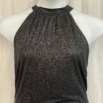 Forever 21 + Black Glitter Halter Dress 3X Shimmer Sparkle Asymmetrical Photo 2