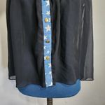 Cloe Sleeveless Button Down Shirt Top Flowy & Sheer Blue Photo 2