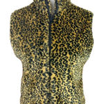 Y2K leopard print faux fur cropped vest Tan Photo 0