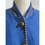 Coldwater Creek Artisan Blue Wool Western Jacket Boho Embroidered Southwestern Photo 4