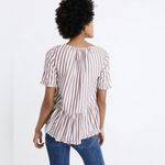 Madewell Stanza Ruffle-Hem Top Striped Size XS Deep Wine White Womens Photo 13