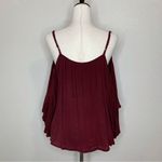Sans Souci Boho Burgundy Cold Shoulder Tassels Bell Sleeves Top Photo 7