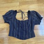 Free People Seratonin Corset Top Brown Puff short sleeves smoked back Sz XL Photo 6