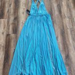 Retrofête Retrofete Tova Dress in Aqua Blue Size Large NWT Metallic Sleeveless V Neck Photo 2