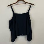 Nation Ltd  Black Smocked Cold Shoulder‎ Snap Top Size XS Photo 4