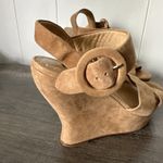Alice + Olivia Women's Wedge Platform Strappy Heel Brown Suede Buckle Size 9 Photo 2