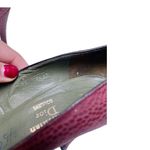 Christian Dior Vintage Suede Pumps Embossed Snakeskin Maroon Leather Heel 7.5 AA Photo 5