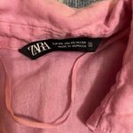 ZARA Basics 100% Linen Collared Long Sleeve Button Up Pink & Gold Shirt Size XS Photo 3