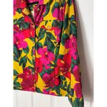 Tahari Linen Blend Tropical Floral Jacket Yellow Pink Green Button Front 1X Photo 1