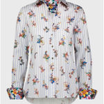 Robert Graham  Priscilla Striped Paisley-Print Multicolor Shirt Women’s Size L Photo 0