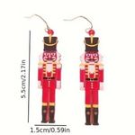 Boutique Handmade pink and black wooden nutcracker earrings with gold accents #holiday Photo 4
