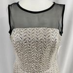 Shoshanna New  Metallic Foil Herringbone Tweed Sheer Yoke Sleeveless Dress Photo 6