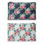 Lele Sadoughi Midnight Bouquet Floral Straw Embroidery Large Pouch Clutch Purse Photo 1