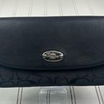 Coach  Y2K Vintage Black Signature Jacquard & Leather Wallet Silver Logo Plaque Photo 1