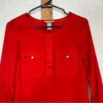 H&M Red Quarter Button Down Long Sleeve Top Size 2 Photo 1