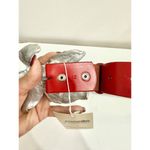 Christopher Ross Red Leather Waist Belt with Silver Large buckle Size L Photo 2