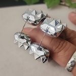 Silver Chunky Heart Hoop Earrings with Spikes Gold Filled Photo 3