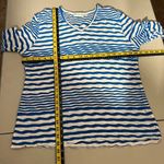 Lulu B Top Womens‎ Large Blue White Stripe Textured Stretch Knit 3/4 Sleeve Hole Photo 1