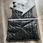 Disney Parks Faux Leather Minnie Embroidered Vest LOVE Sequins Black Grey XS Photo 4