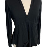 #135 WILT Plunge Neck Layered Slub Tee Black Size M Photo 0