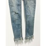 Free People Frayed Hem Distressed Mid Rise Skinny Jeans Blue Stonewash Size 24 Photo 9