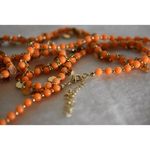 Unique Vintage  Chic Orange Beads Gold Tone Bangles Single Strand 30 in Necklace Photo 2