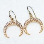Vince Camuto  Crescent Moon Gold Tont Crystal Dainty Chic Fish Hook Earrings Photo 0