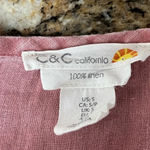 C&C California  Women Short Sleeve Pullover Boat Neck Pink  Linen Shirt S Boho Photo 6