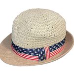 Steve Madden Fedora Hat Patriotic Band Stars Stripes Flag Paper Yarn Holiday OS Photo 8