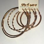 Elegant Gold Tone Hoop and Dainty Stud Boho Earring Set Photo 3