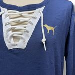 Victoria's Secret PINK  Long Sleeve Lace Up Studded Top Blue Medium Photo 1