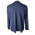 Misook Exclusively  Petites Medium Navy Blue Stretch Knit Pinstripe Open Cardigan Photo 2