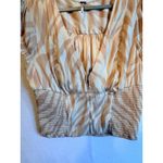 Free People  Tiger Print V Neck Smocked Waist Short Sleeve Blouse Top XL Photo 2