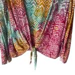 Santiki Women's One Size Rainbow Tropical Vacation Cover Up Beach Front Tie Top Pink Photo 2