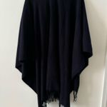 Ann Taylor NWT  Chain Fringe Open Poncho Navy Blue One Size Photo 3
