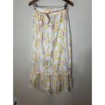 Majorelle  Womens SMALL Wrap Peanut Skirt White Yellow Floral Embroidered Ruffle Photo 5