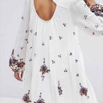 Free People  Cream Floral Long Sleeve Dress Photo 0