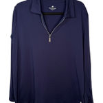 Bette & Court Womens XXL Navy Blue Quarter Zip Long Sleeve Golf Tennis Polo Photo 0