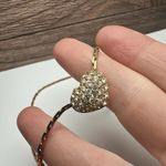 Swavorski Swarovski Crystal Signed Pave Heart Gold Tone Clear Necklace 16 3/4 Inch Photo 5