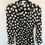 ZARA  Mini Wrap Shirt Dress Black and White Polka Dot Collared V-Neck Small Photo 5