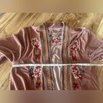 Paparazzi  velvet burnout kimono dusty rose Embroidered Floral size L Y2K boho Photo 7