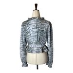 Vintage Havana Blue and Black Animal Print Ruffle Cropped Peplum Blouse XS Photo 1