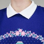 Vintage 90s Purple Floral Gazebo Graphic Collared Sweatshirt Size L Photo 2