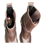 Allen Schwartz Sexy Biker chick heeled boots moto chain detail size 7.5​​​​​​ Brown Photo 5