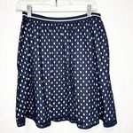 Crown & Ivy  Mini Skirt Navy Blue White Eyelet Lined Elastic Waist Size 8 Photo 0