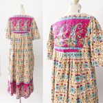 vintage • 80s cotton peasant dress block print floral mumu tent paisley Photo 15