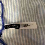 Talbots SINGING BIRDS NECKERCHIEF Blue and White Striped Scarf with Embroidery Photo 3