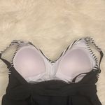 Isaac Mizrahi  swim dress one piece black white stripe 10 Photo 5